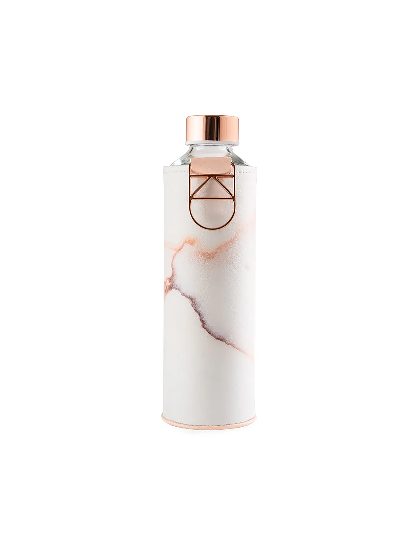 EQUA | Trinkflasche mit Ledercover 0,75l Beige / Gold | weiss